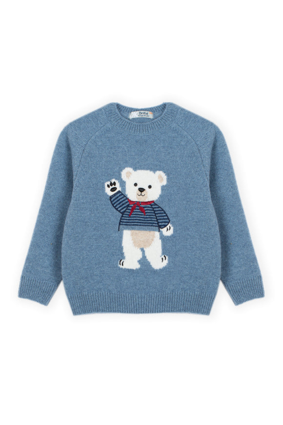 Tiny Adventure Bear Sweater – Indigo Blue